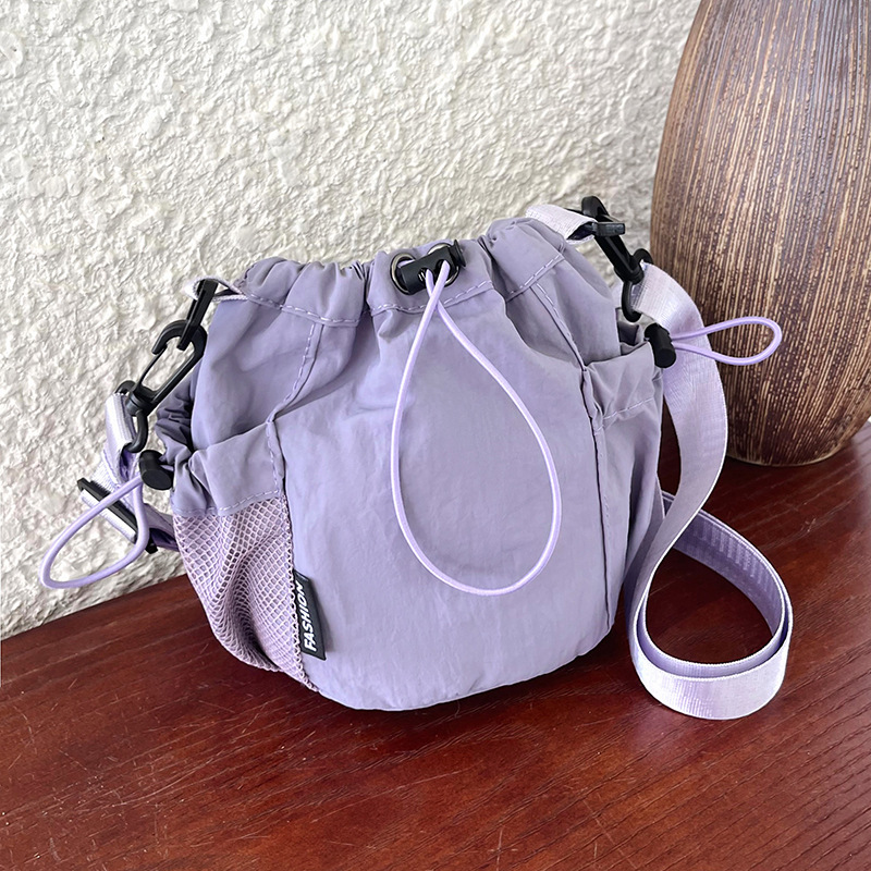 Qadın Nylon Bucket Çanta - İpəkli Çiyin və Krossbody Modeli