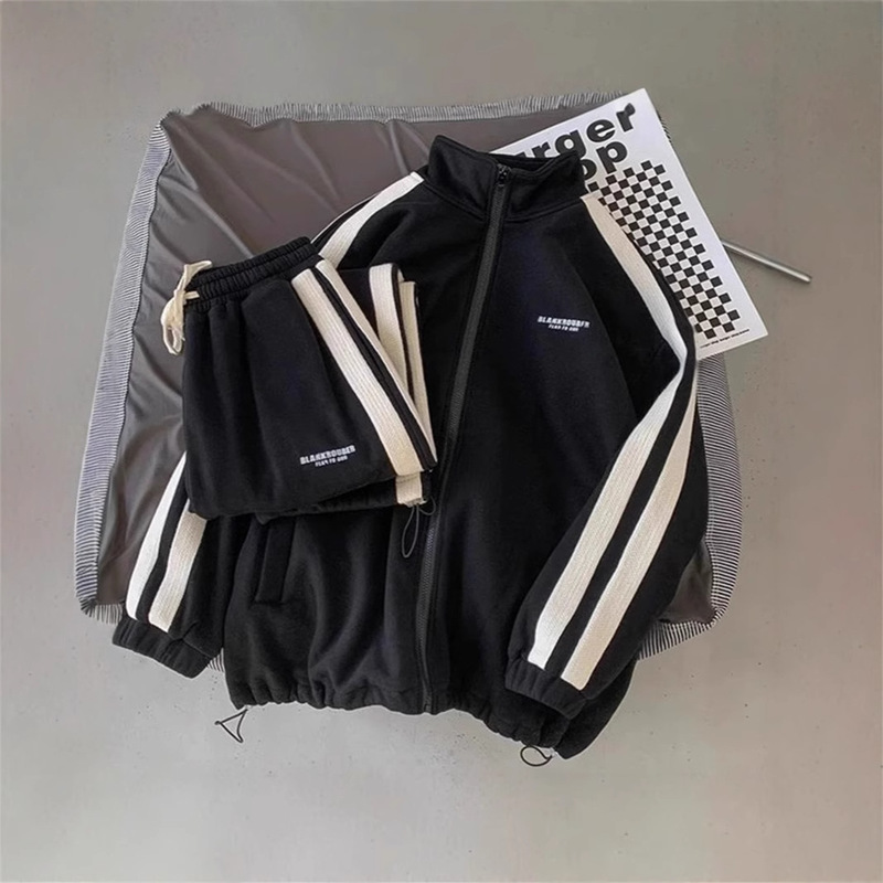 2025 spring new men's cardigan sweater suit youth collar casual Korean sports clothing two-piece fashion