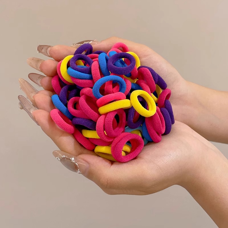 Anillo de cabello para niños de alta elasticidad para chicas de cola de caballo banda de goma trenzada cabello no lesionado cabello de bebé cuerda de cabeza red de cabello rojo cubierta de cuero