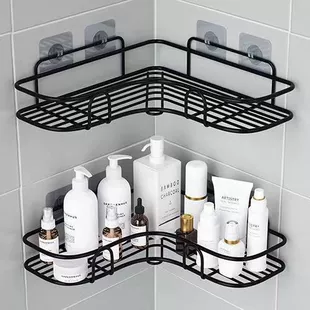 Corner Bathroom Shelf, Wall-Mounted Triangle Rack, Metal Wire Storage, Multiple Sizes