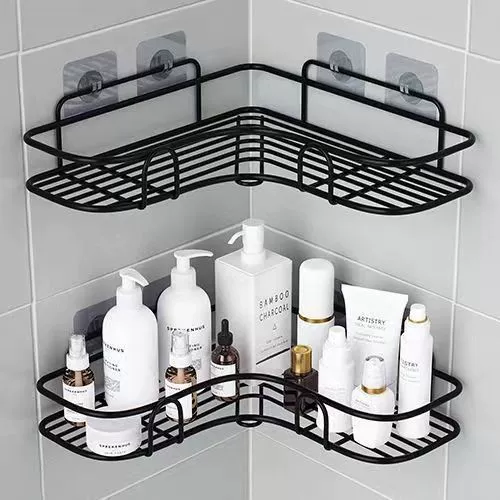 Corner Bathroom Shelf, Wall-Mounted Triangle Rack, Metal Wire Storage, Multiple Sizes
