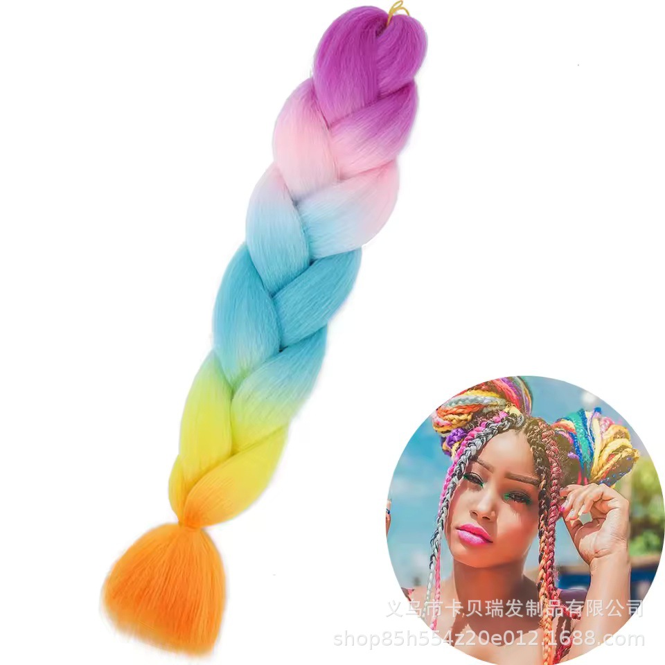 Xuchang pelucas al por mayor seda de alta temperatura teñido africano gran trenza jumbobraid fibra química colorida trenza sucia venta caliente