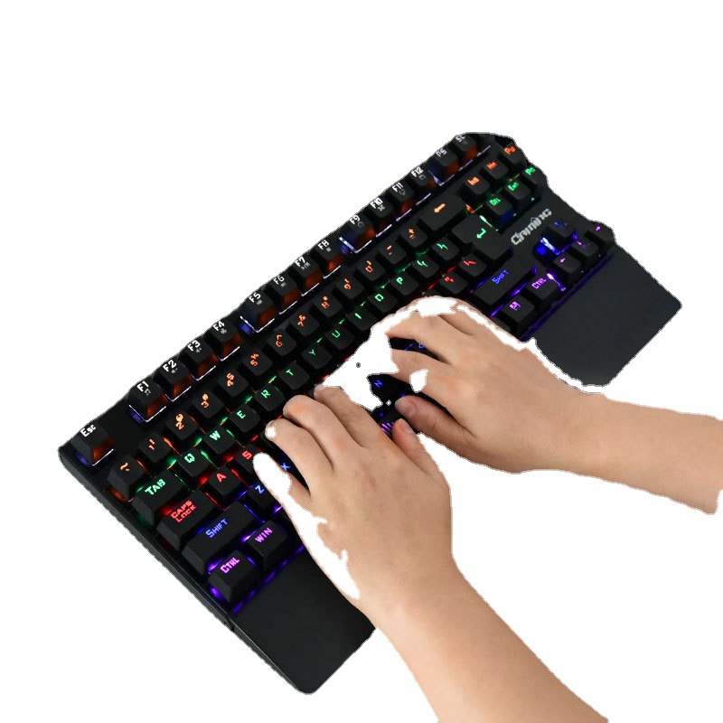 Mechanical Gaming Keyboard With Backlit 87 Keys Wired Blue Switch_voghion.com