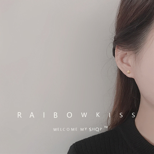 Flower earrings 2024 new trendy summer earrings can be worn at work, invisible ear piercing jewelry, small and simple