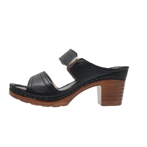 Summer 2024 foreign trade thick heeled European and American sandals light hollow solid color large-size women's slip-on slippers 43