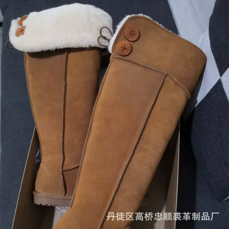 2023 новые зимние сапоги с высоким стволом, женские сапоги выше колена из воловьей кожи из искусственной шерсти, теплые толстые бархатные Ботинки Martin, Заводской магазин