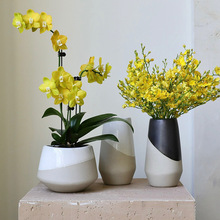 创意设计粗砂陶土花盆无孔水培绿植盆栽套盆白色花艺装饰花瓶插花