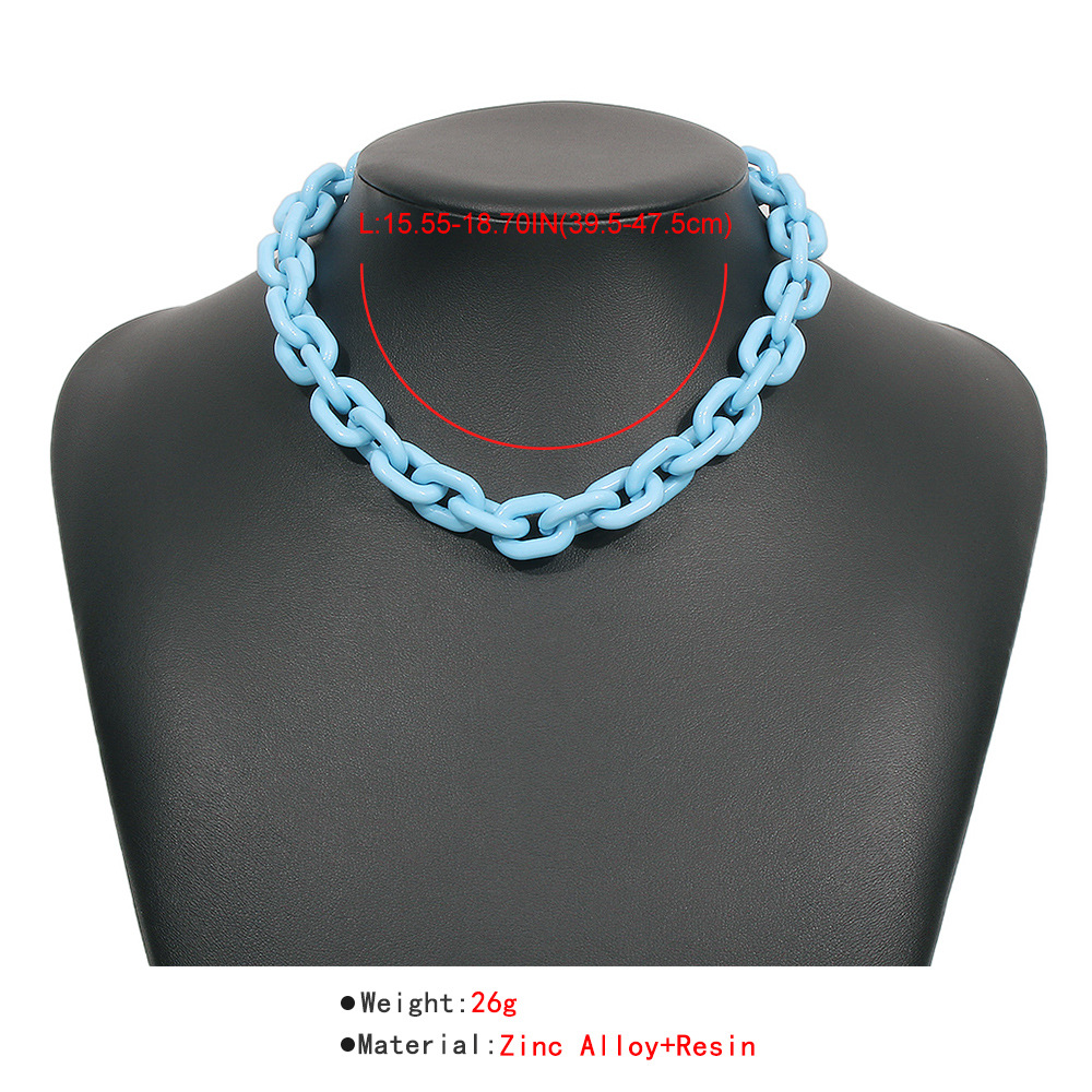 wholesale jewelry punk style color thick chain necklace nihaojewelry