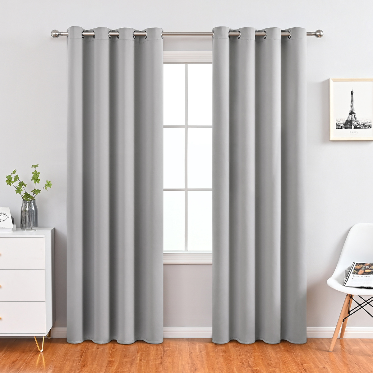 Cortinas opacas de alta precisión de color puro Amazon, 210gsm, cortinas terminadas transfronterizas, venta al por mayor en stock.