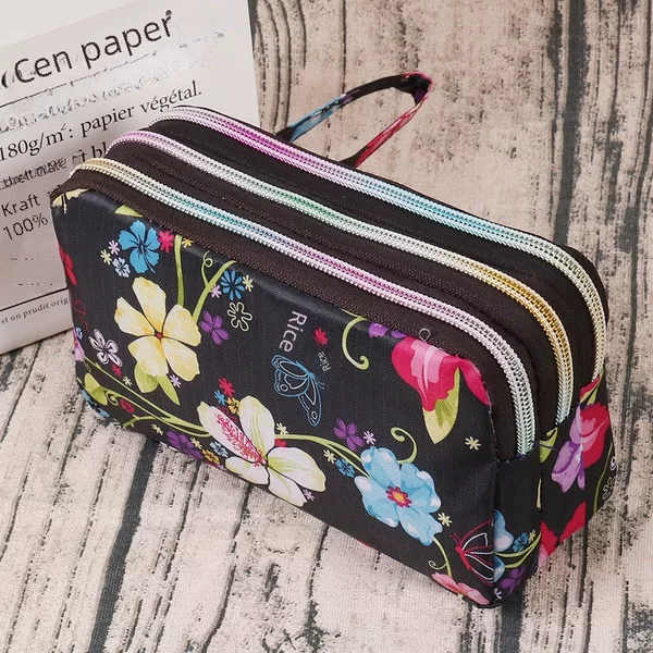 Canvas Printed Mobile Phone Wallet Coin Purse Women's Long Clutch Bag