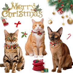 新品圣诞节宠物猫项圈日式七彩吉祥民族风铃铛项圈可爱装扮饰品