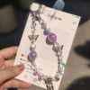 [Purple] Dream Catcher Butterfly Crystal Bracelet + zg Transparent D Buckle Strip
