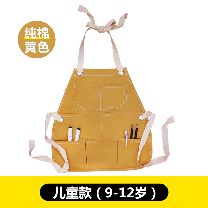 Delantal infantil de algodón Amazon con logotipo personalizado, pintura, caligrafía, delantal vaquero sin mangas para niños, personalización al por mayor