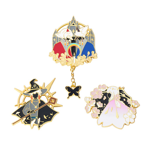 Fan animation peripheral light encounters wizard sacred twins allure cherry blossom girl zinc alloy epoxy brooch badge