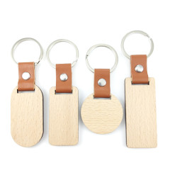 Amazon ホットセール木製無垢材ブナキーホルダーレーザー彫刻と印刷無垢材ブナキーホルダー小さなギフト