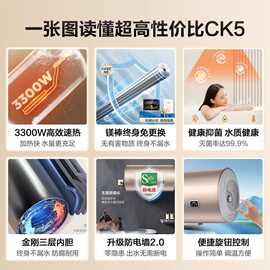 海尔电热水器80升速热3300瓦镁棒免更换家用洗澡节能省电圆桶