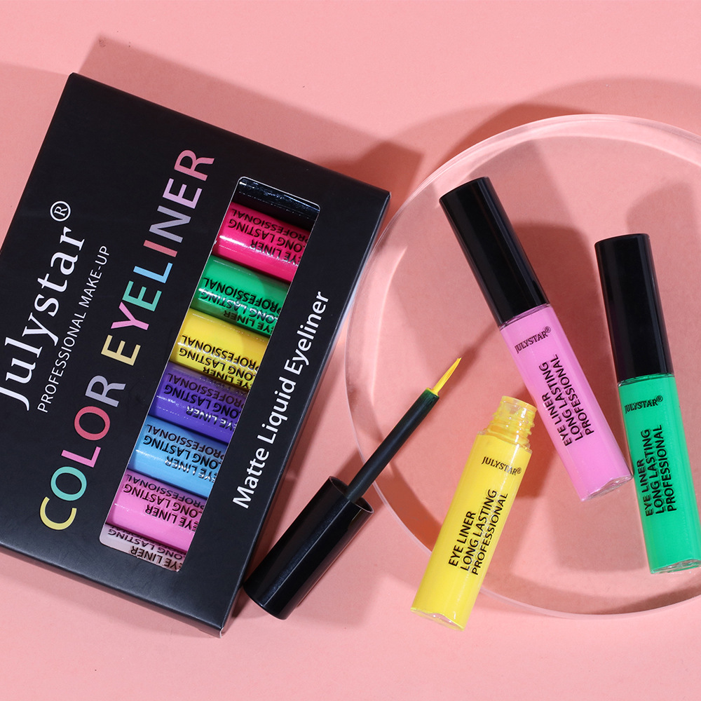 julystar Southeast Asia Foreign Trade Cool Black Eyeliner Liquid Pen Cross-border Europe and America Waterproof Colored Eyeliner Pen Set Wholesale undefined
