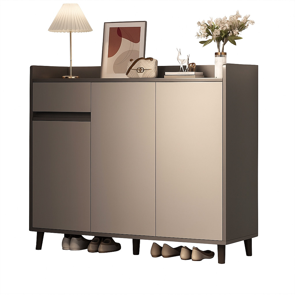 Gabinete de zapatos puerta doméstica 2026 nueva explosión interior portable armario de almacenamiento en una pierna de madera maciza estante de zapatos multicapa