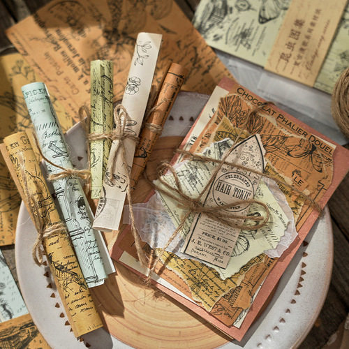 Early foam sulfuric acid paper material paper Retro Mange series European and American retro handbag DIY decorative base paper 30 sheets