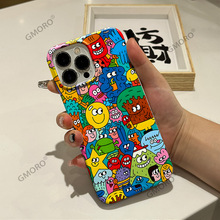 外贸趣味卡通涂鸦插画适用苹果16手机壳iPhone17菲林新款15保护套