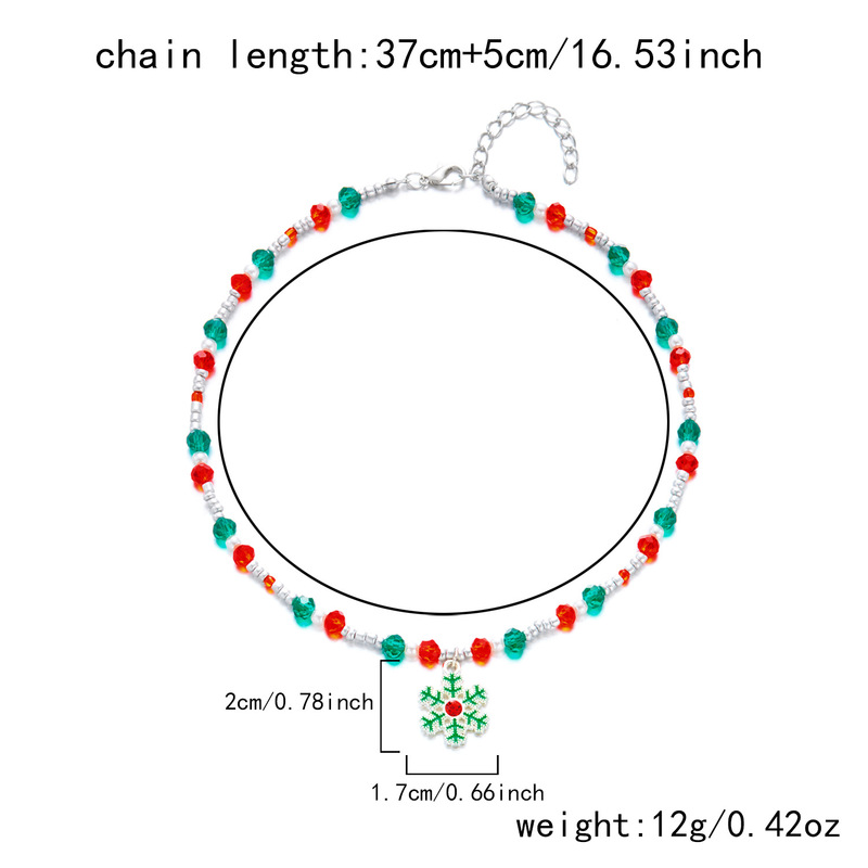厂家直销跨境新款圣诞米珠项链创意百搭圣诞老人拐杖吊坠项链批发|undefined