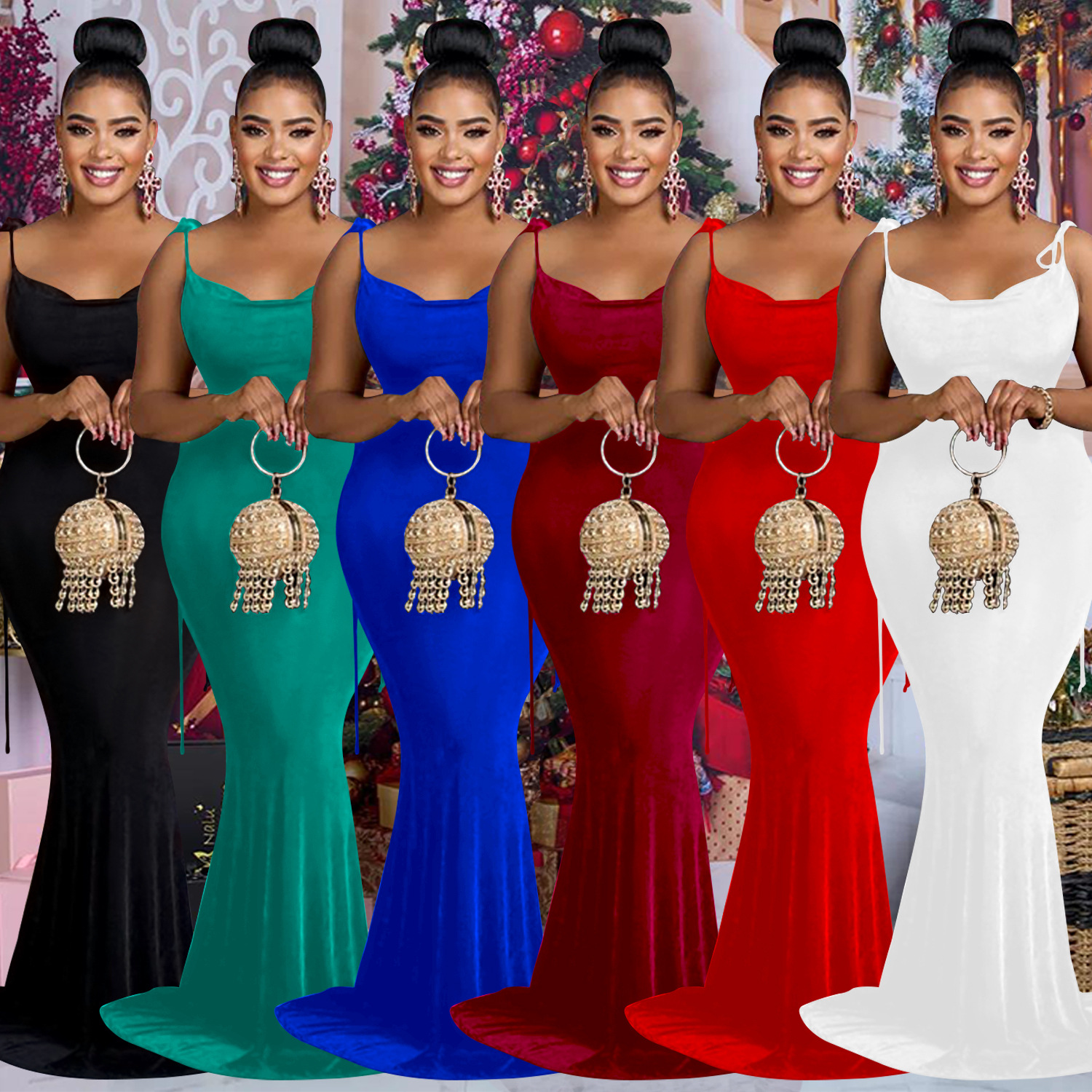 X6232 transfronteriza AliExpress Amazon moda europea y americana de las mujeres de color sólido correa de hombro vestido sin mangas vestido