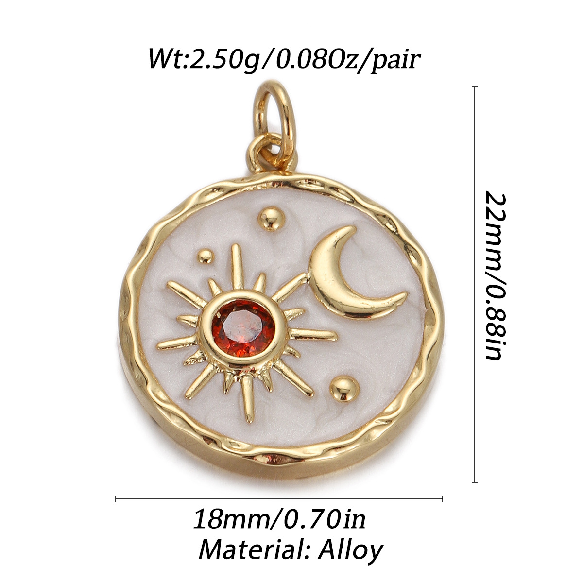 4g Weight Pendant Jewelry Making Type Gold Plated Plating Material Zircon Inlay Material 1 Piece Quantity Holiday, Daily Occasion Copper Material Geometric, Star, Moon Pattern Women's Gender Enamel Design Simple Style Style 1 Piece Copper Zircon Gold Plated Geometric Star Moon Pendant 1