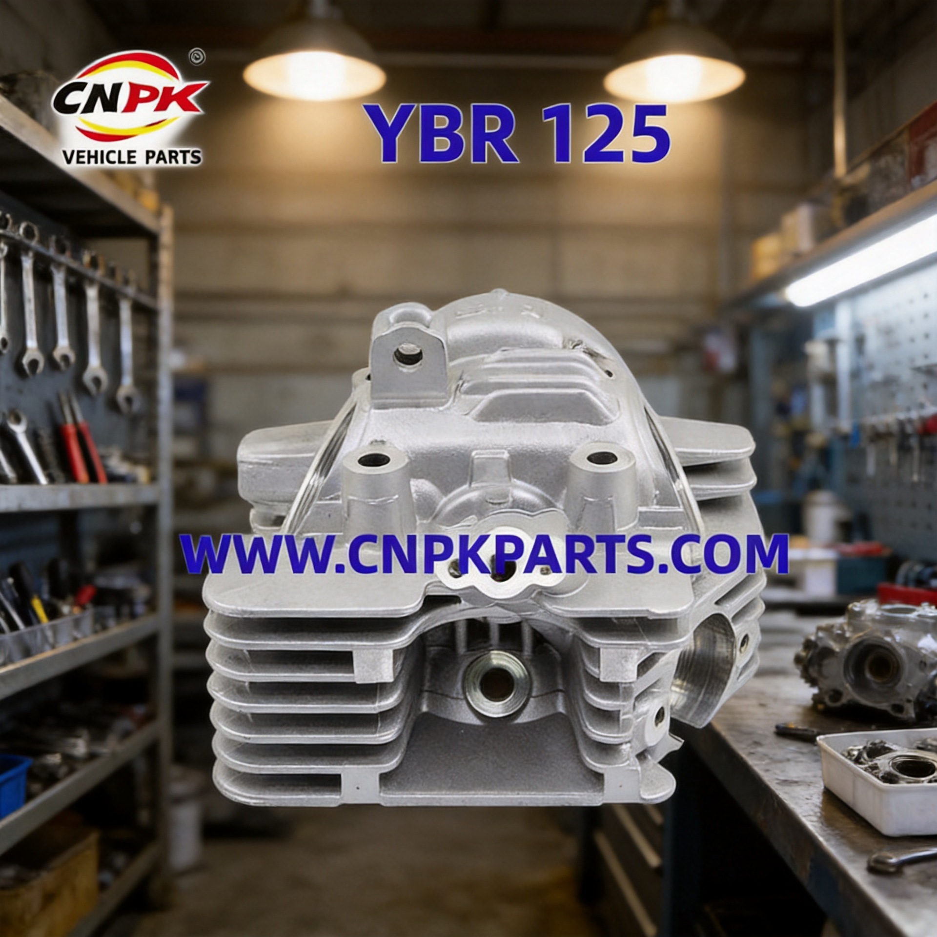 Yamaha YBR125 cylinder head, a replacement part for four-stroke motorcycle engines, repair parts, for export