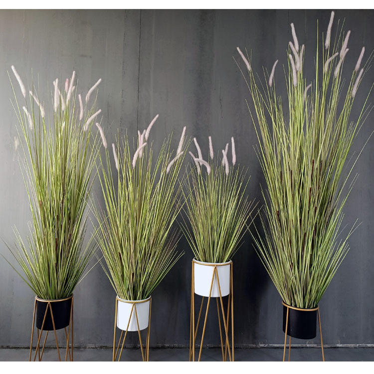 En stock Reed al por mayor simulación dogtail en maceta grande flor seca cattail hierba piso Decoración