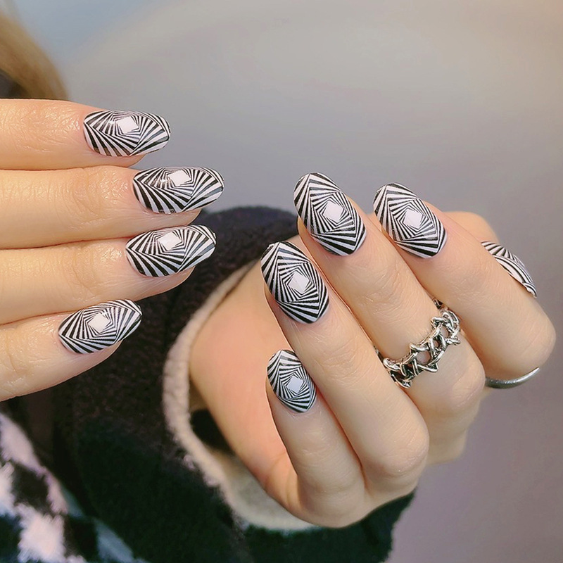 Zebra Pattern Short Drop Type Wear Nail Tablets Finished Patch Nail Tablets Hot Girls ins Style Fake Finger Nail Tablets