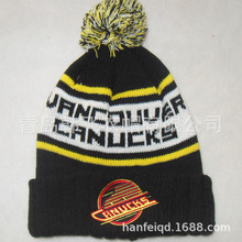 100%腈纶纱线 针织保暖户外帽子 加拿大球队帽子贴牌加工