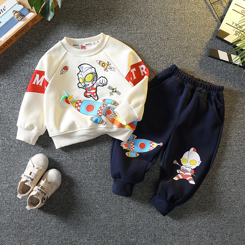 6098 Ultraman ropa traje de primavera y otoño para niños 2024 nuevo suéter a juego de colores para niños otoño estilo occidental