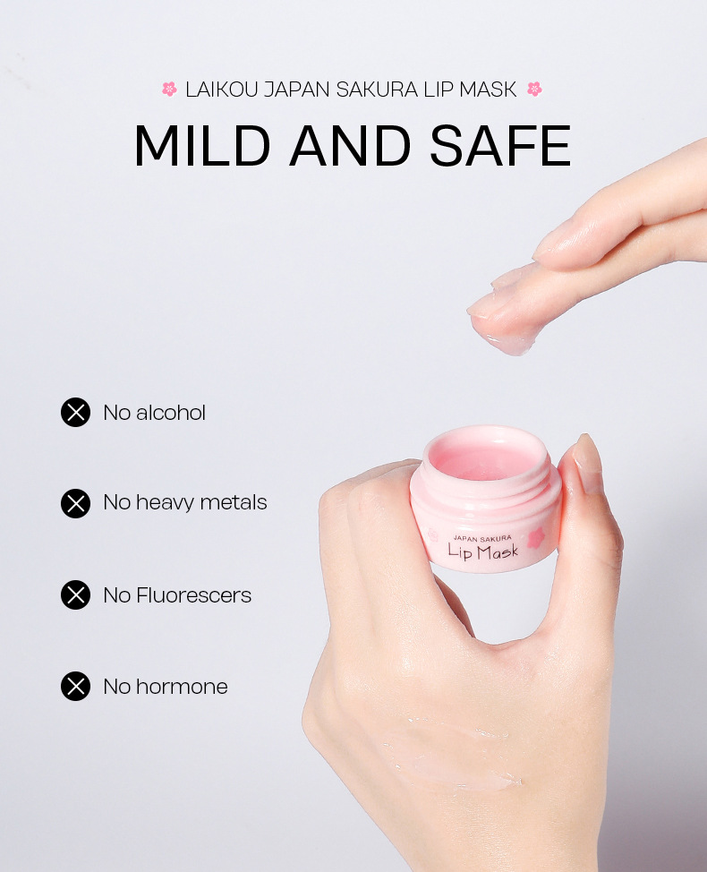 Natural Sakura Moisturizing Lip Mask Anti-drying Lip Lines Dead Skin Remover Lipsticks Long Lasting Nourishing Plump_voghion.com