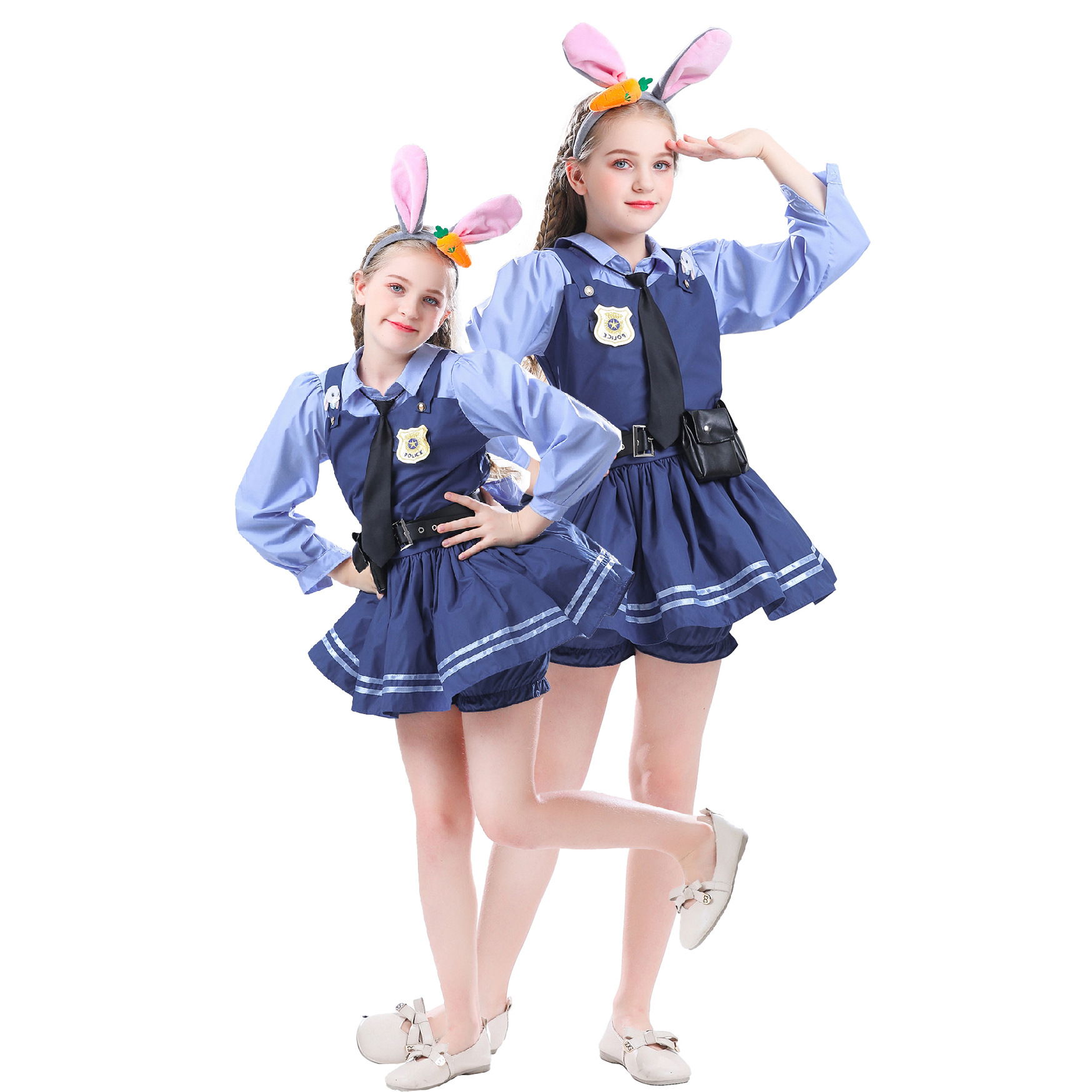 thumbnail image 1 of Disfraces de Halloween 2024 M-XL Crazy Zootopia Ropa infantil Sheriff conejo JUDY Judy COS Disfraz de baile Disfraz de conejo para niñas, 1 of 5