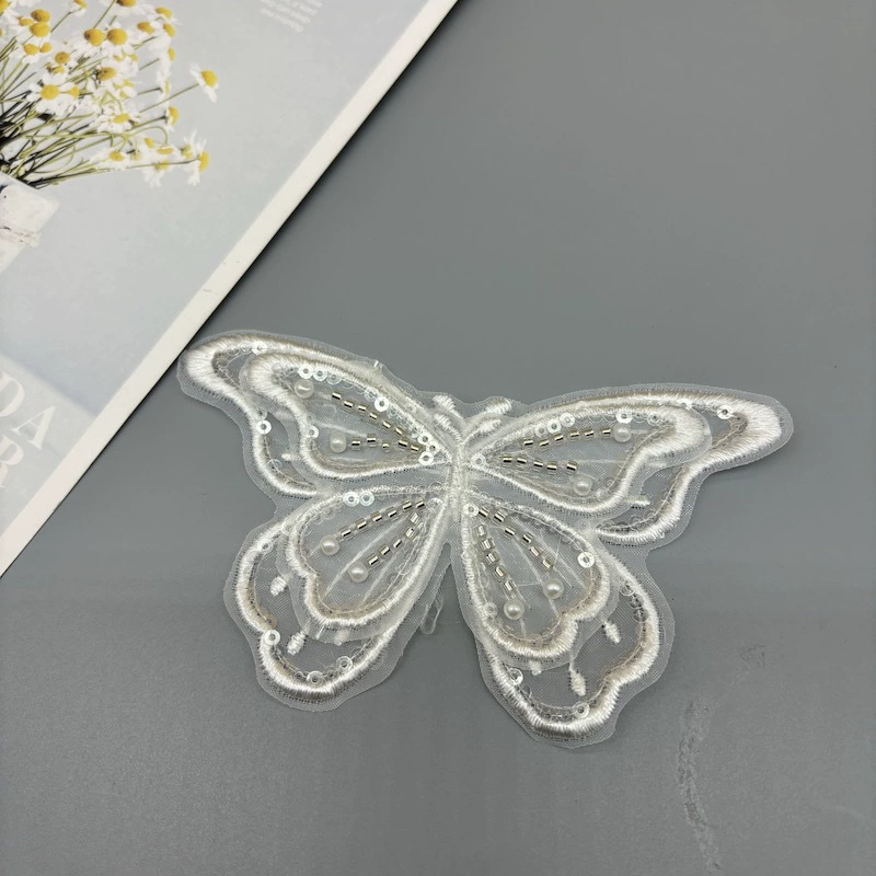 Компьютерная вышивка бабочка наклейка двойные лепестки детская корсаж джинсы патч трехмерные цветы внешняя торговля одежда