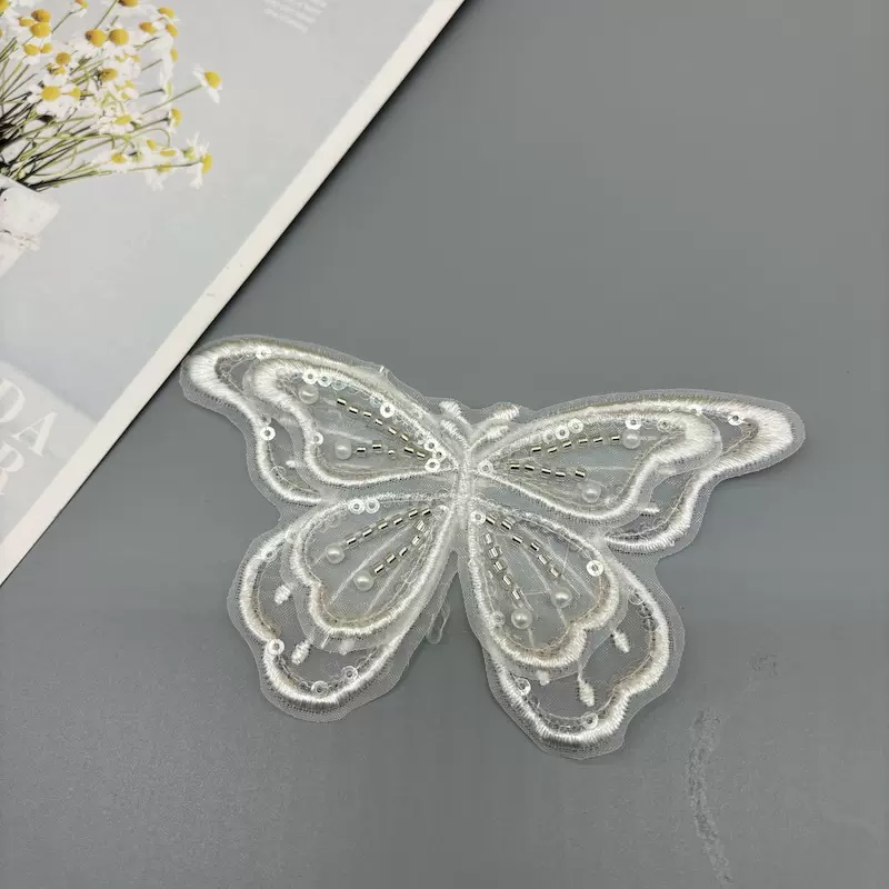 电脑刺绣蝴蝶贴花双层花瓣童装胸花牛仔裤补丁立体花朵外贸服装