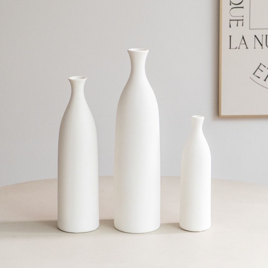 Estilo silencioso decoración ins Bed & Breakfast llanura embrión de cerámica jarrón blanco personalidad flor seca arreglo floral decoración del hogar