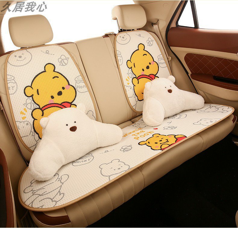 Car seat cushion four seasons universal cute Winnie the Poole girl seat cushion single-piece three-piece seat cover rear butt cushion