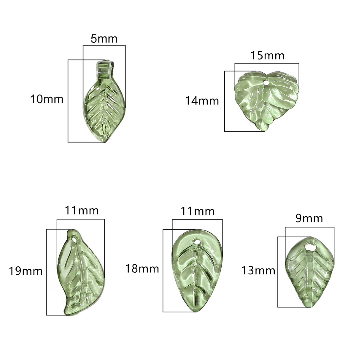 4g Weight Pendant Jewelry Making Type 5*10mm Jewelry Making Size 10 PCS/Package 5*10mm Hole 1~1.9mm Arylic Leaves Pendant
