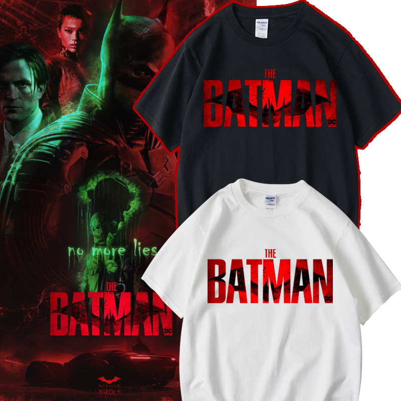 2025 New Batman Batman Movie Loose Half-Sleeved Short-Sleeved T-Shirt for Men and Women Teenagers Round Neck Cross-Border