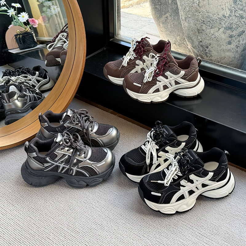 2026 Summer New Dad Shoes for Women, Trendy Ins-Style Shoes, Versatile Retro Color-Blocking Thick-Soled Height-Increasing Sneakers