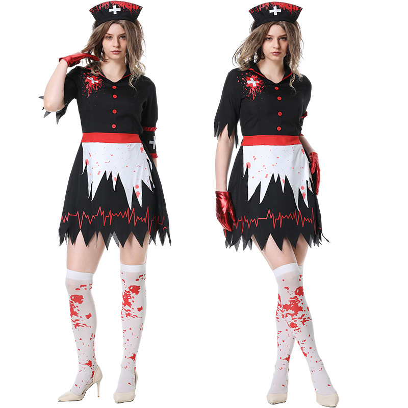 Amazon Wish Halloween Female Nurse Costume Vampire Horror Zombie Holiday Party Cosplay Dress