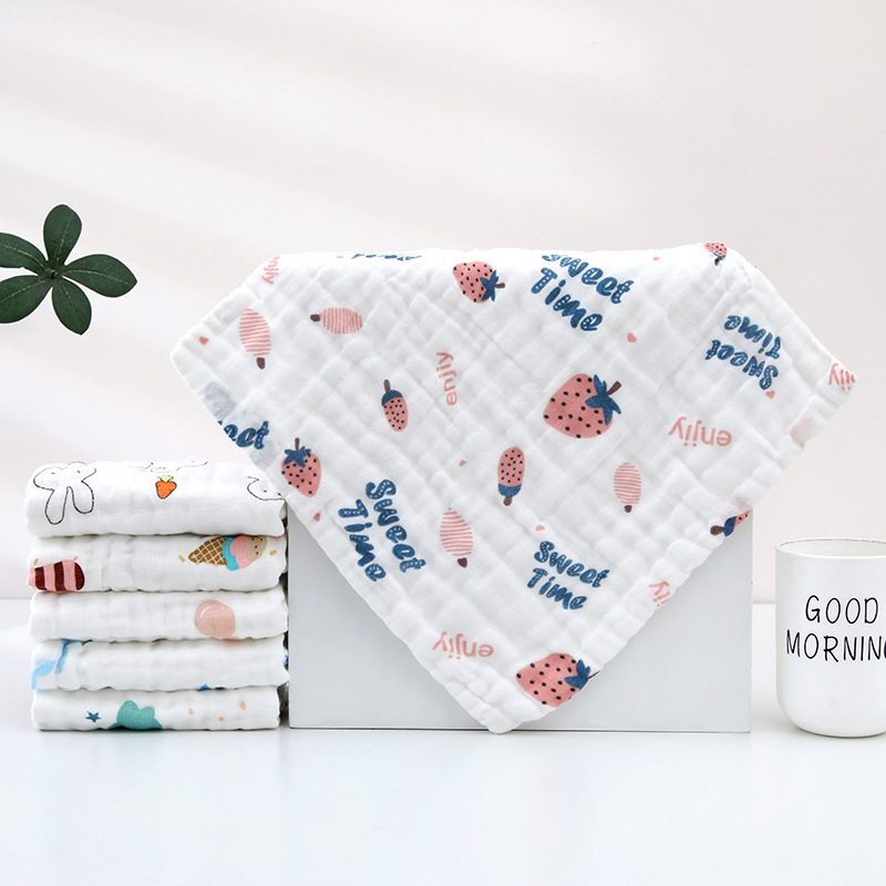 Tiantian six-layer gauze square towel cotton cotton baby baby saliva towel thickened absorbent children's face towel