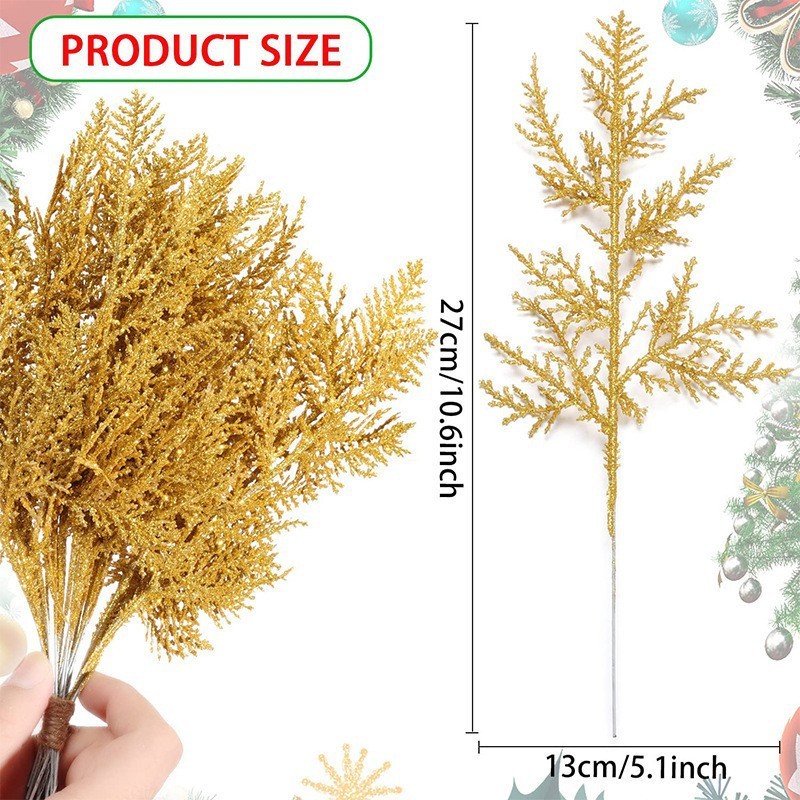 ミラー越しに美しい松葉の枝、キラキラ葉、クリスマスの花、DIY ホームガーデン装飾ガーランドアレンジメントの枝|undefined