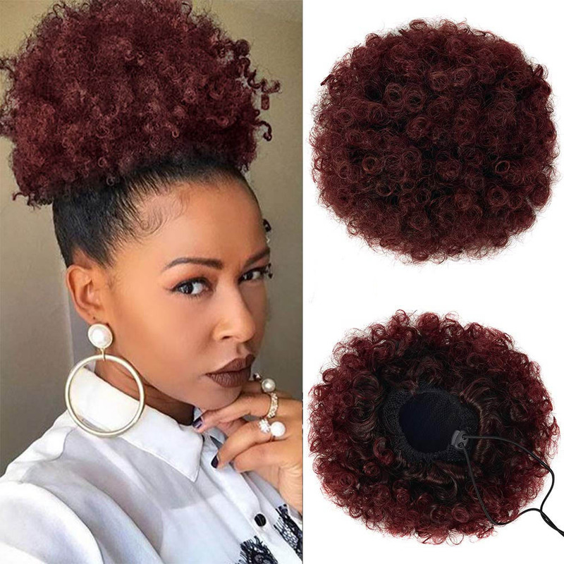 欧美非洲黑人爆炸头假发大发包蓬松卷Afro Puff Kinky Curly 假发|undefined