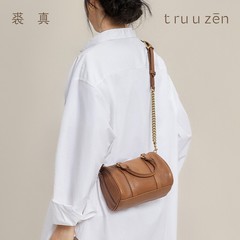 裘真牛皮包包斜挎小众复古真皮包手提单肩斜挎波士顿枕头包女迷你