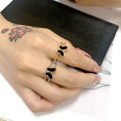 INS-style titanium steel exquisite colorfast ring butterfly heart European and American original finger ring jewelry manufacturer wholesale
