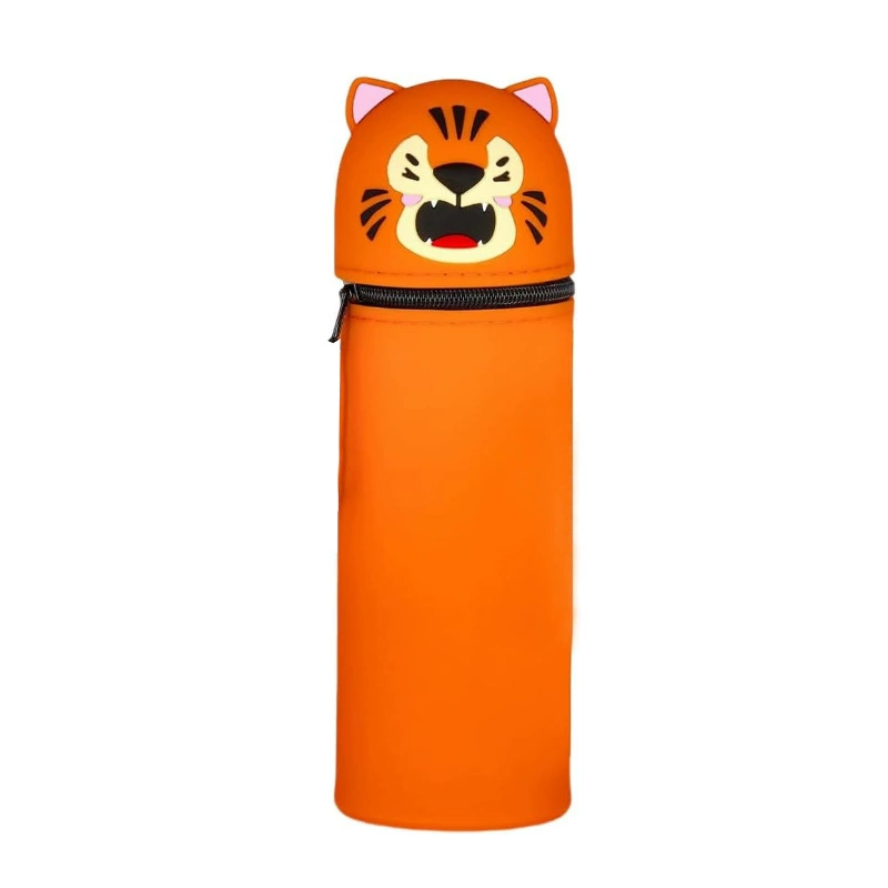 Silicone Cartoon Pencil Case, Large-Capacity Foldable Stationery Pouch, Dinosaur & Animal Designs