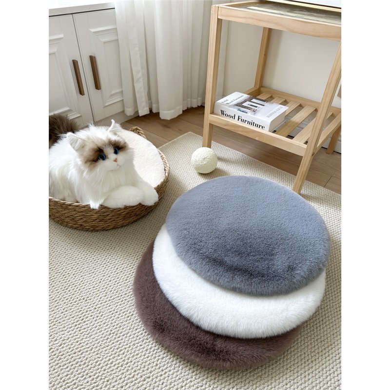 猫小屋ラウンドマット模造ウサギの毛皮マットペット犬小屋睡眠マット猫クライミングフレームクッションスペースカプセルぬいぐるみブランケット|undefined