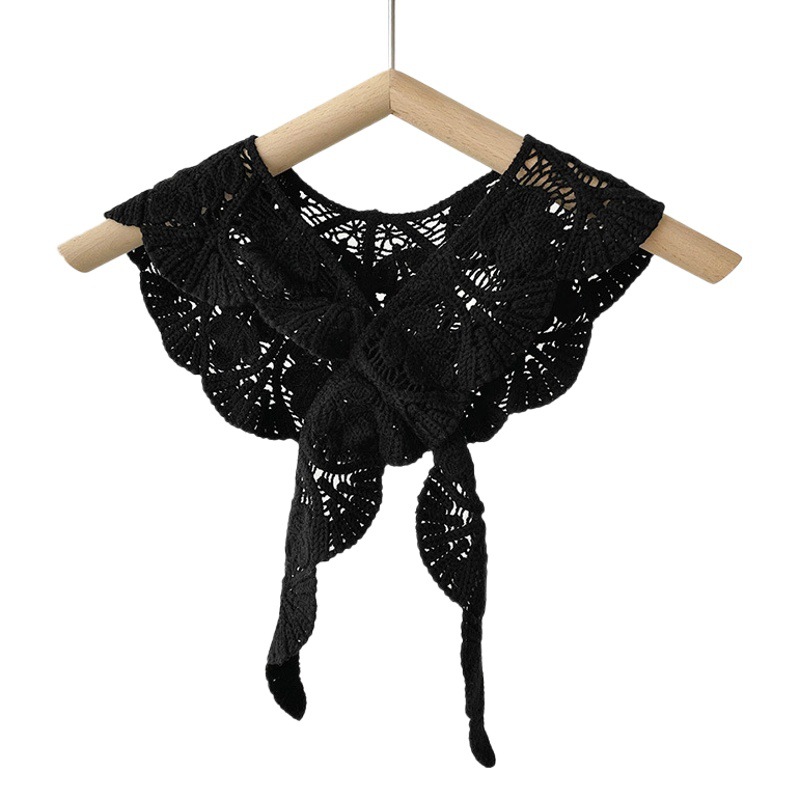 Nuevo encaje exterior de punto cruz chal de las mujeres del todo-fósforo camisa decorativa cuello protección solar encaje falso collar